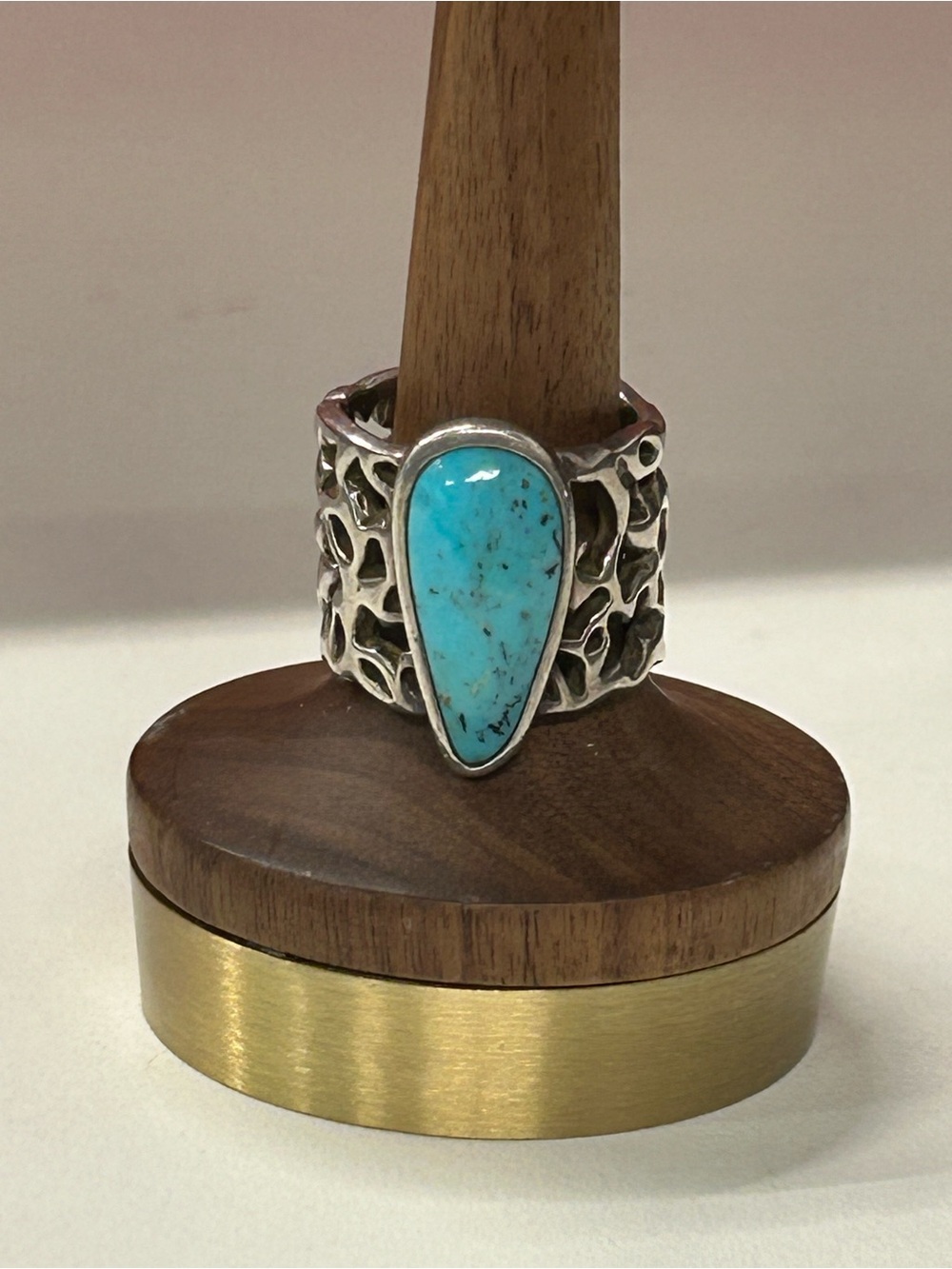 Bares Sterling Silver Chunky Turquoise Ring Size 7
